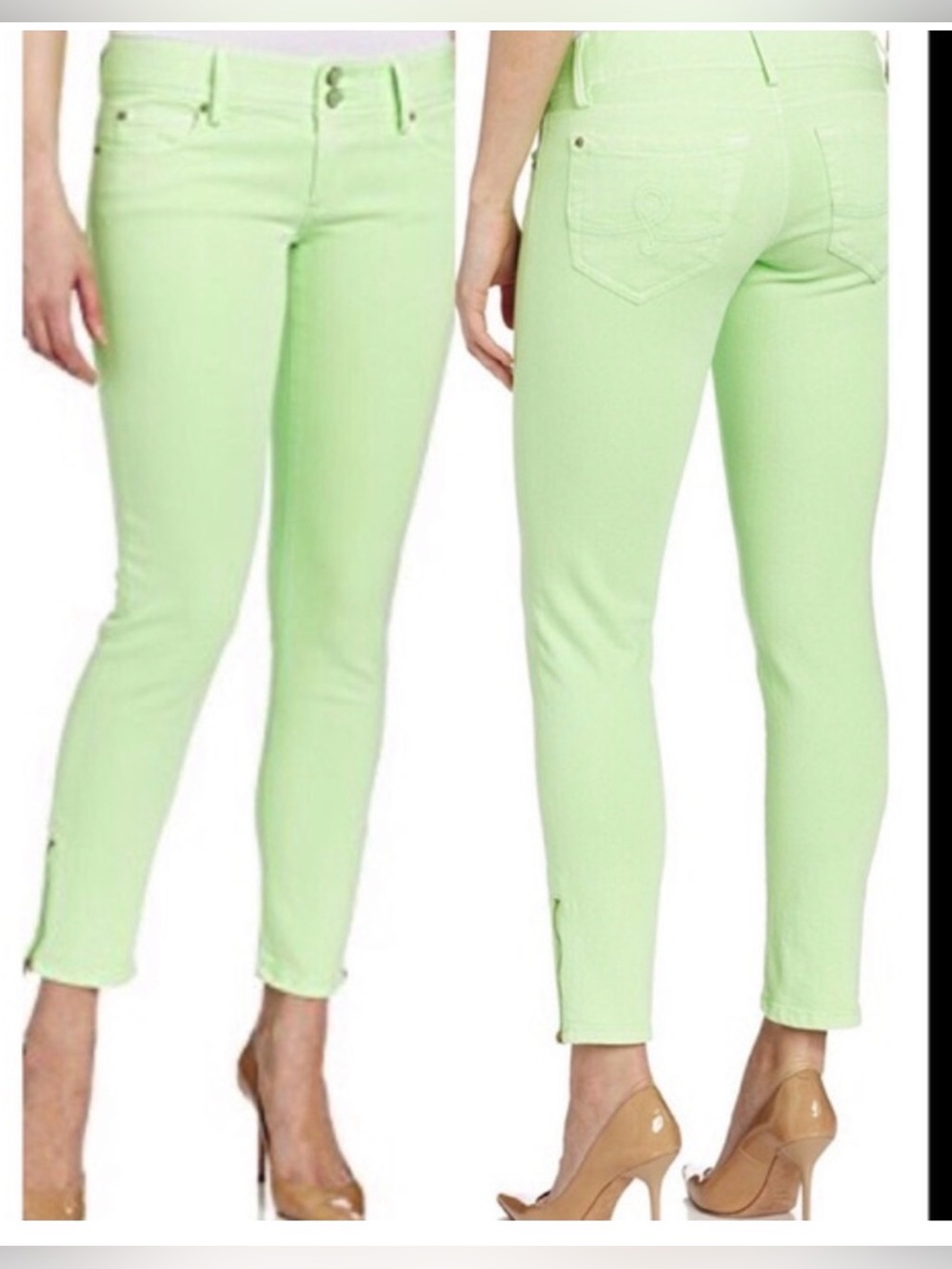 Lilly Pulitzer Worth Skinny Mini ankle zip Jeans lime neon green size 0 NWOT